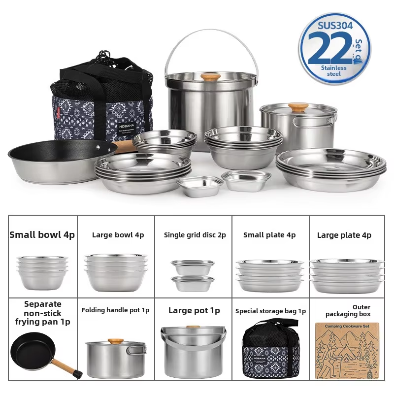 Camping Cooking Rice - NOBANA najnowszy zestaw garnków ze stali