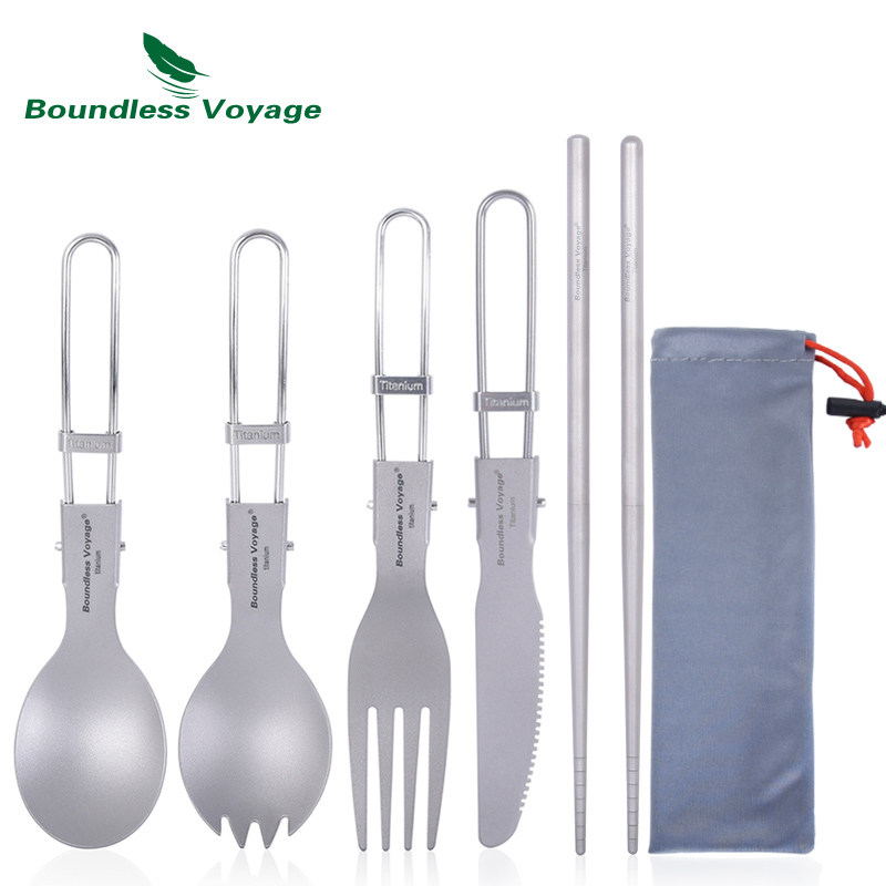Camping Cooking Disc - Bezgraniczna Podróż Tytanowe Sztućce Kempingowe Składana