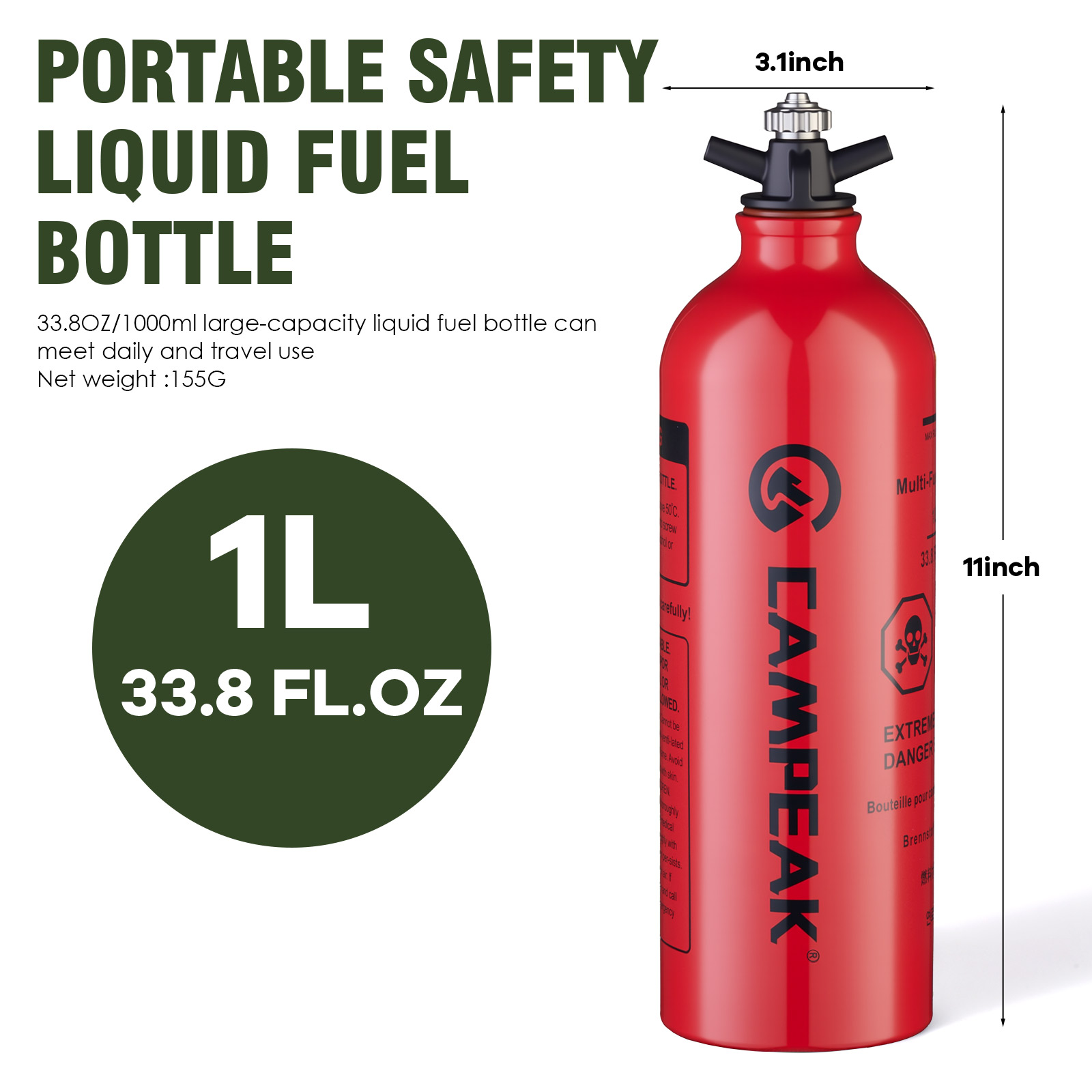 Butelka na paliwo CAMPEAK 1L,  – Camping Cooking Oil Bottle recenzja i cena
