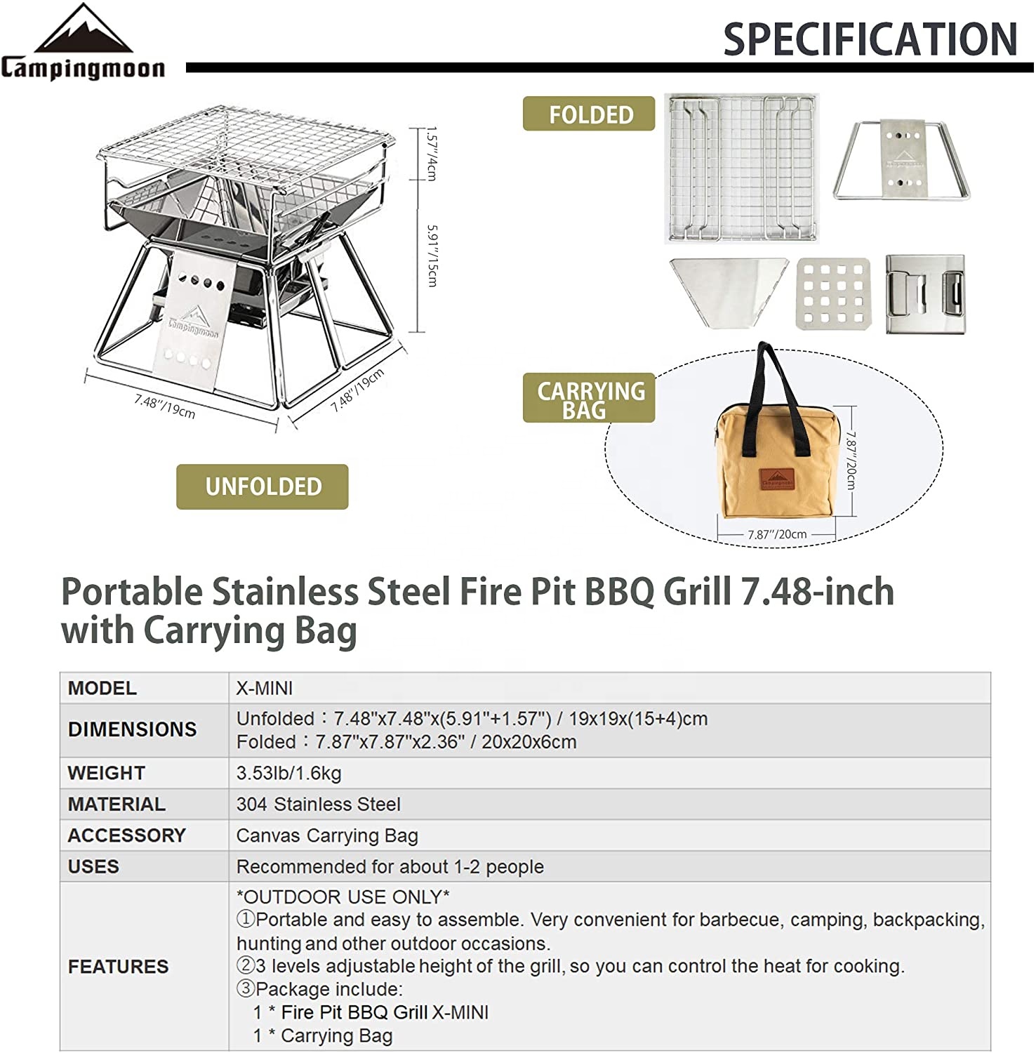Campingmoon Outdoor Camping Bb – Camping Cooking Grate recenzja i cena